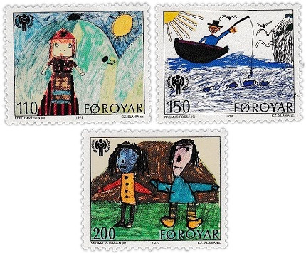 Färöiska frimärken - barnteckningar